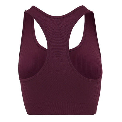 Dark Cherry - Back - USA Womens-Ladies Ribbed Seamless Sports Bra