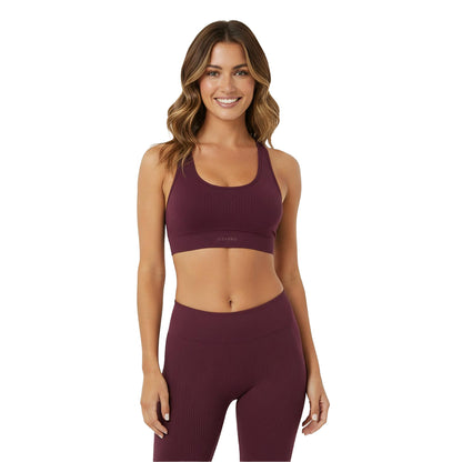 Dark Cherry - Side - USA Womens-Ladies Ribbed Seamless Sports Bra