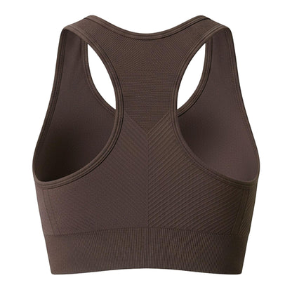 Espresso - Back - USA Womens-Ladies Ribbed Seamless Sports Bra