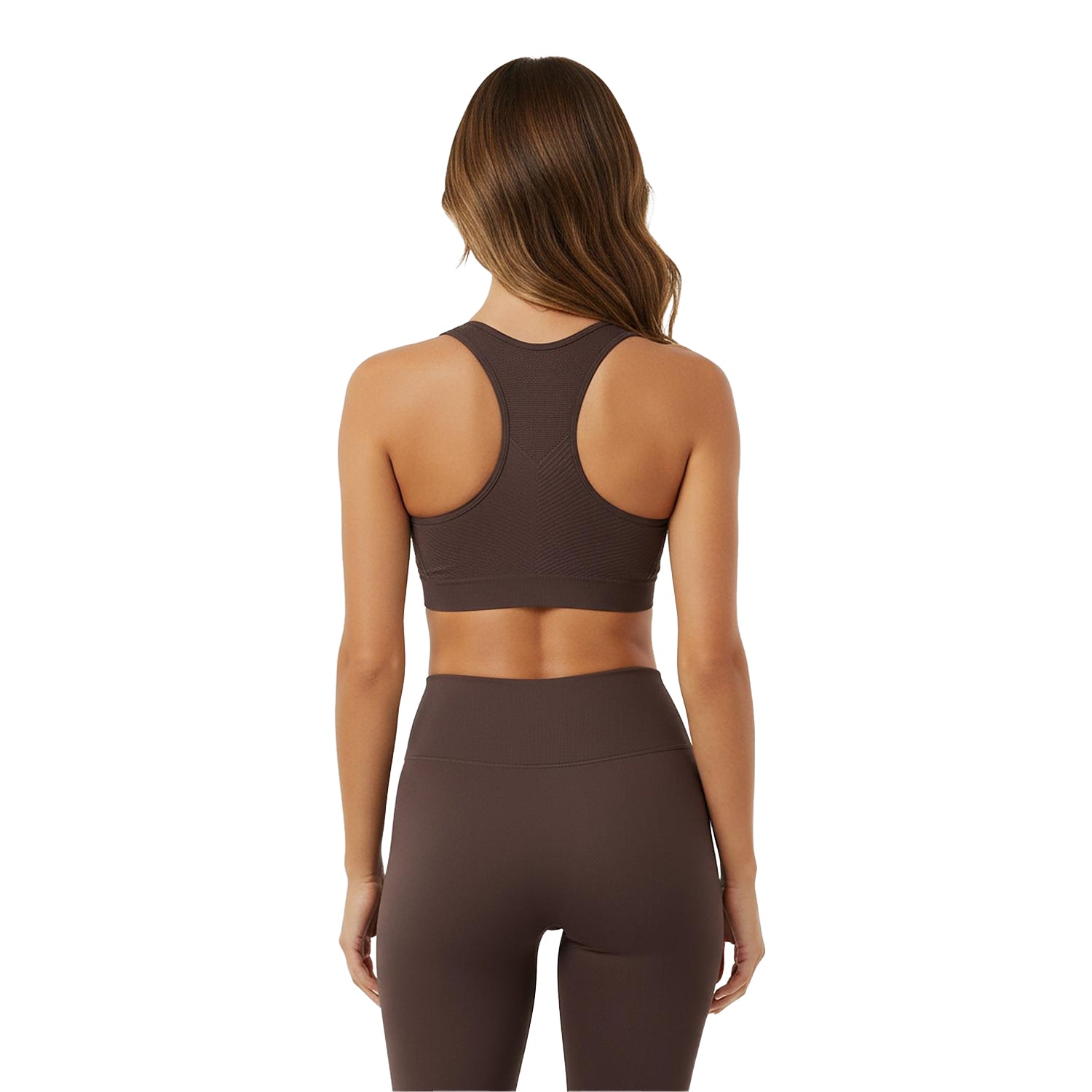 Espresso - Lifestyle - USA Womens-Ladies Ribbed Seamless Sports Bra