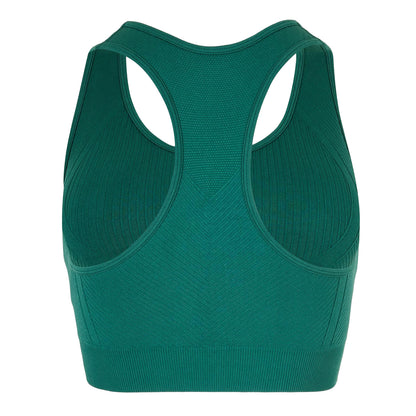 Forest Green - Back - USA Womens-Ladies Ribbed Seamless Sports Bra