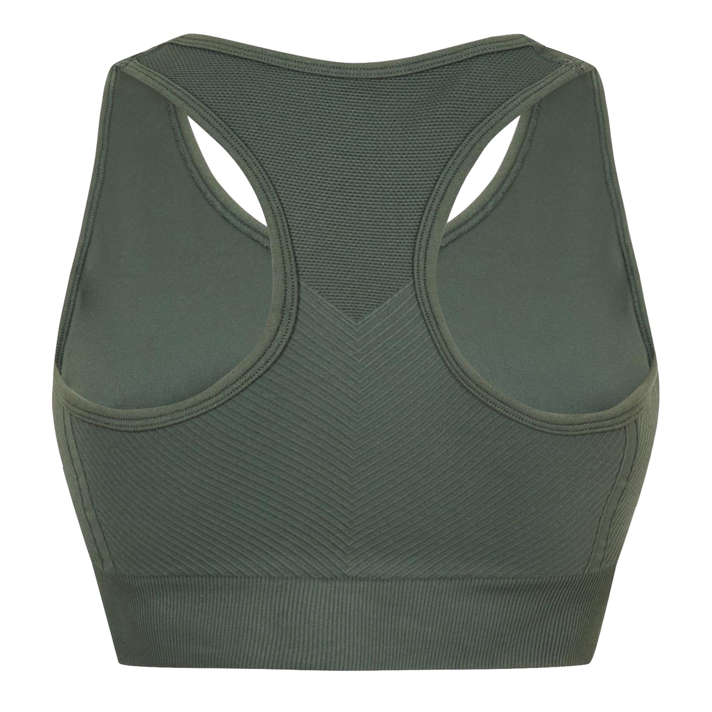 Khaki - Back - USA Womens-Ladies Ribbed Seamless Sports Bra