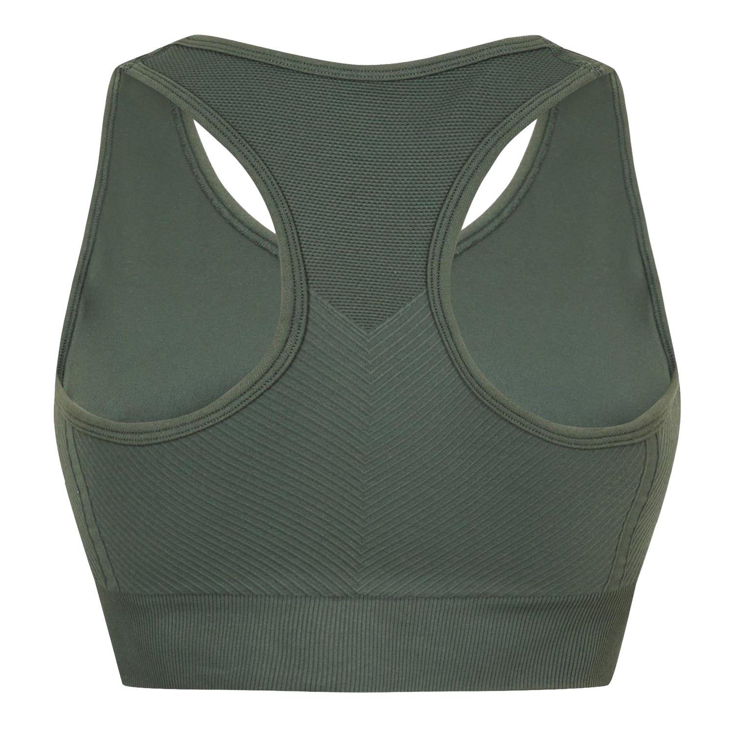 Khaki - Back - USA Womens-Ladies Ribbed Seamless Sports Bra