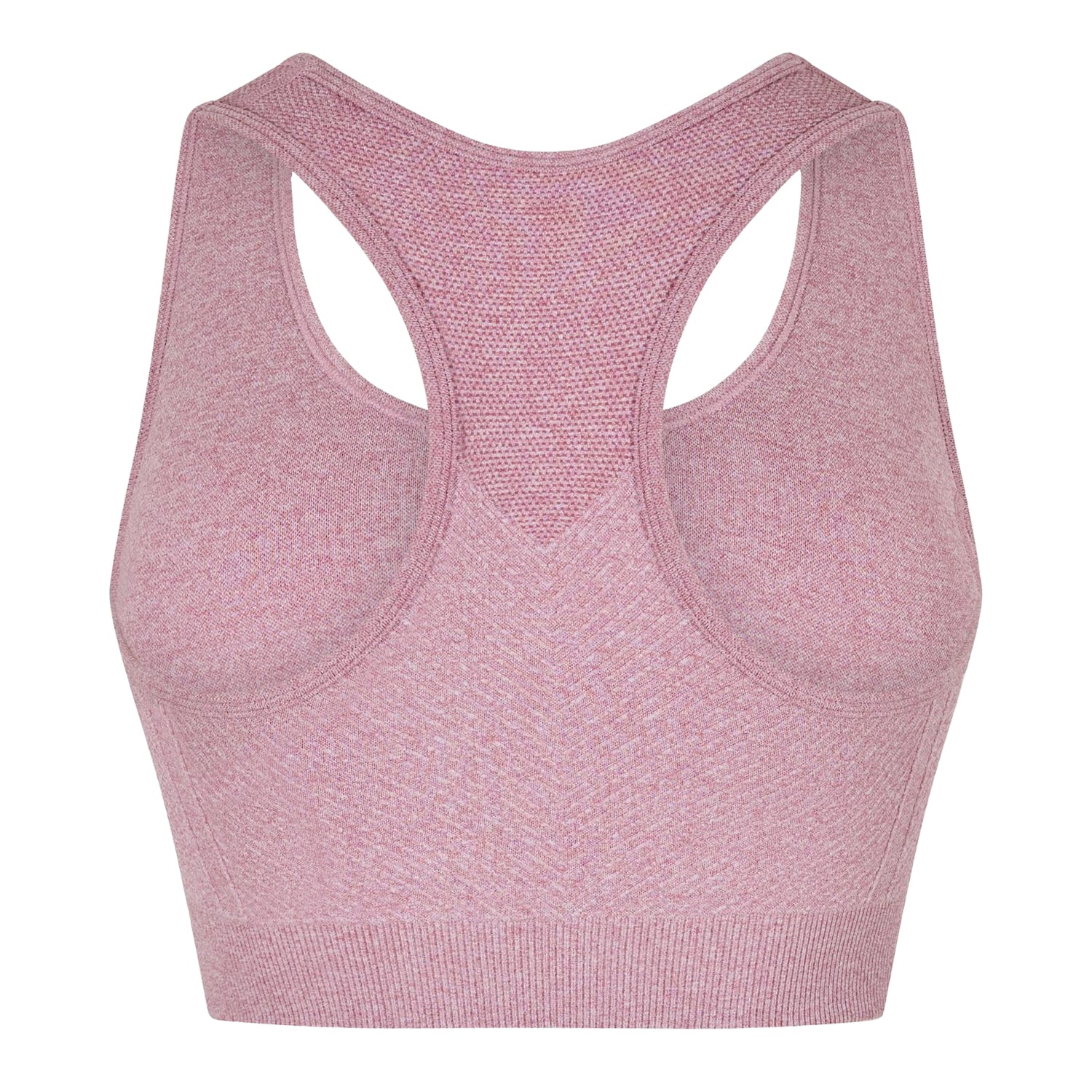 Light Pink - Back - USA Womens-Ladies Ribbed Seamless Sports Bra