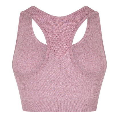 Light Pink - Back - USA Womens-Ladies Ribbed Seamless Sports Bra