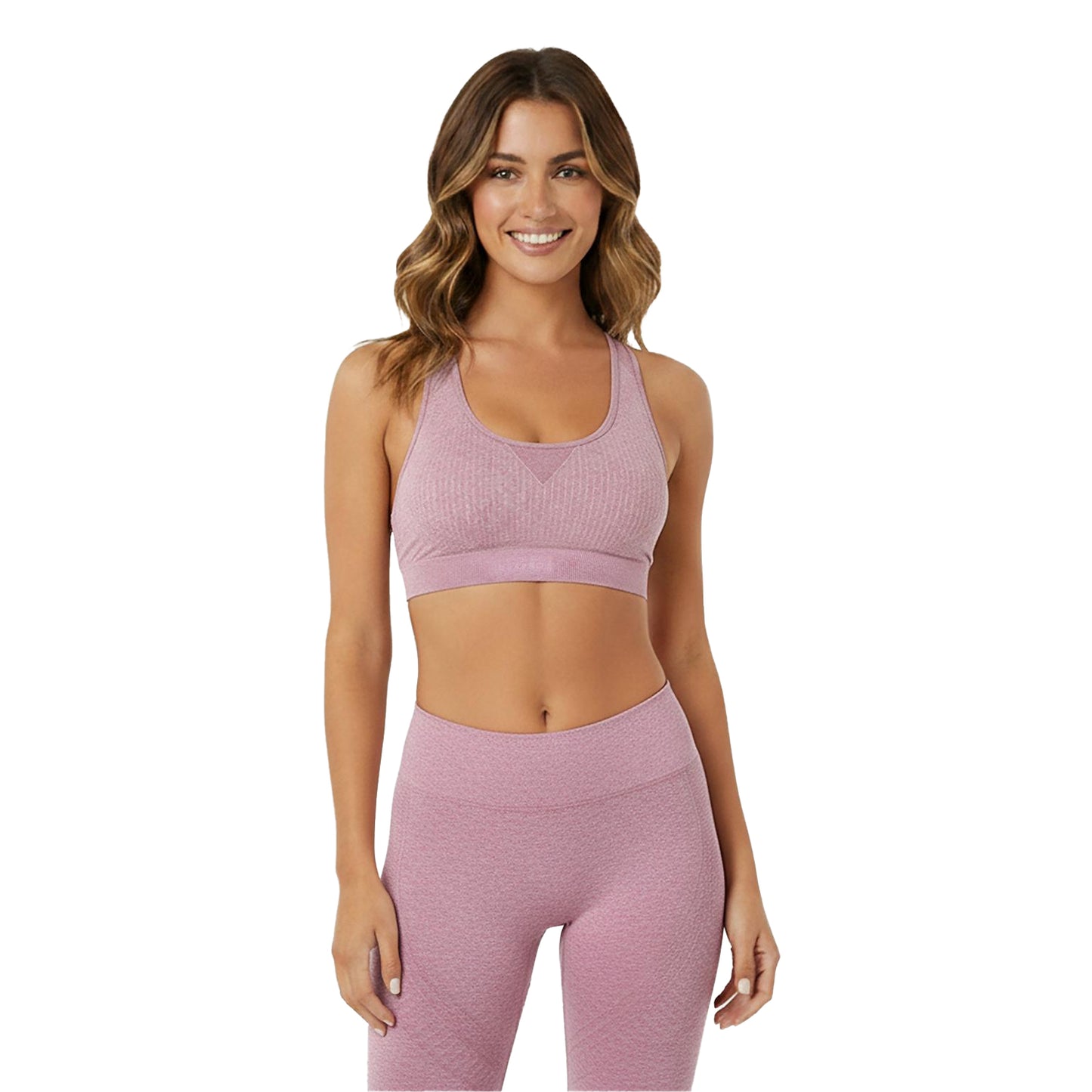 Light Pink - Side - USA Womens-Ladies Ribbed Seamless Sports Bra