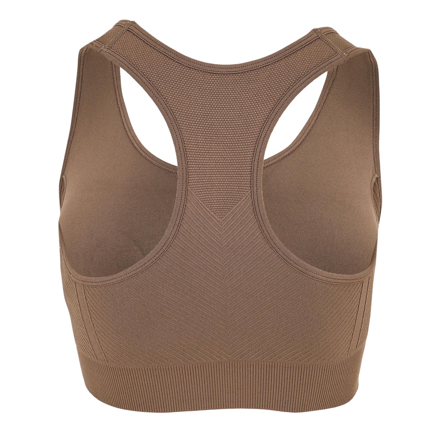 Mocha - Back - USA Womens-Ladies Ribbed Seamless Sports Bra