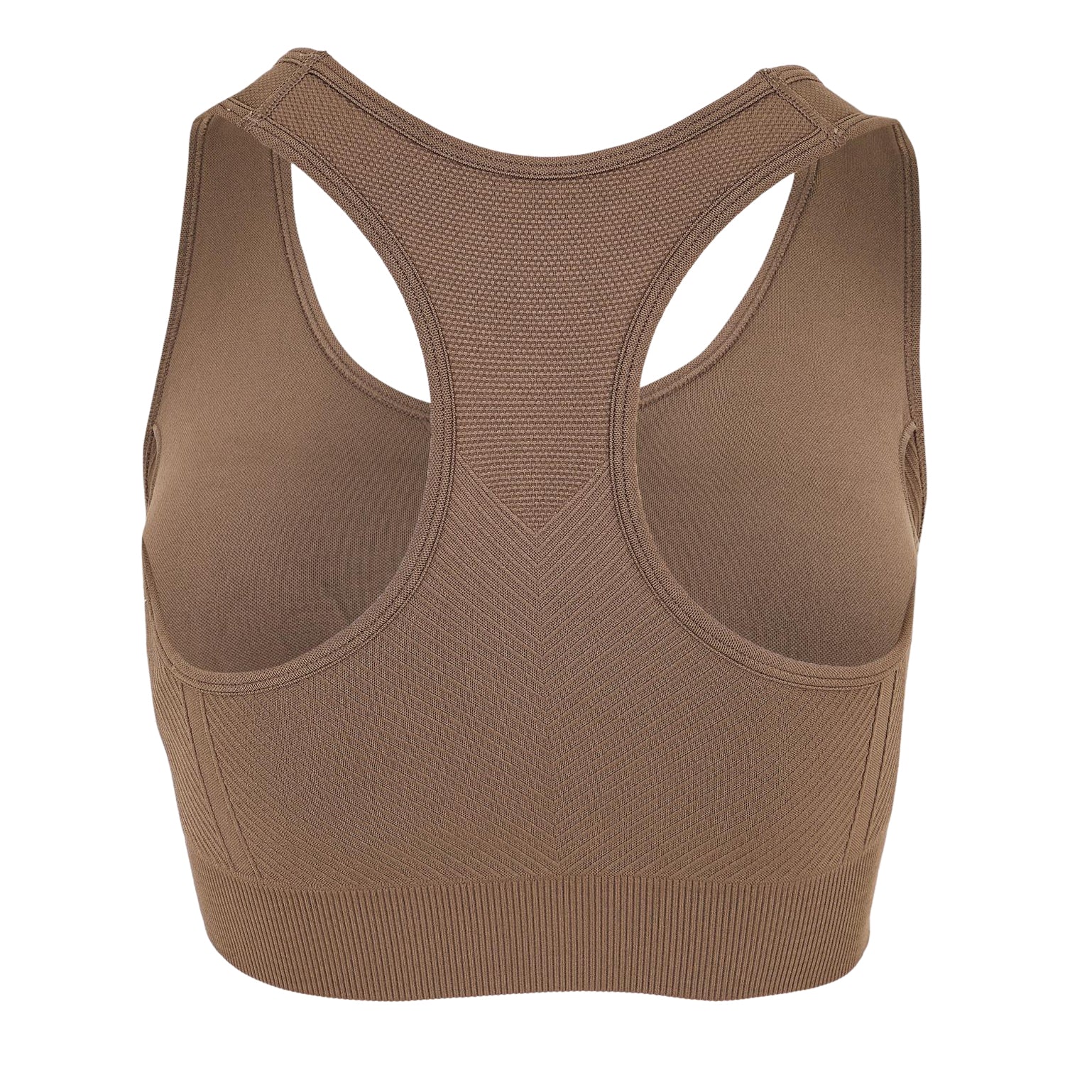 Mocha - Back - USA Womens-Ladies Ribbed Seamless Sports Bra