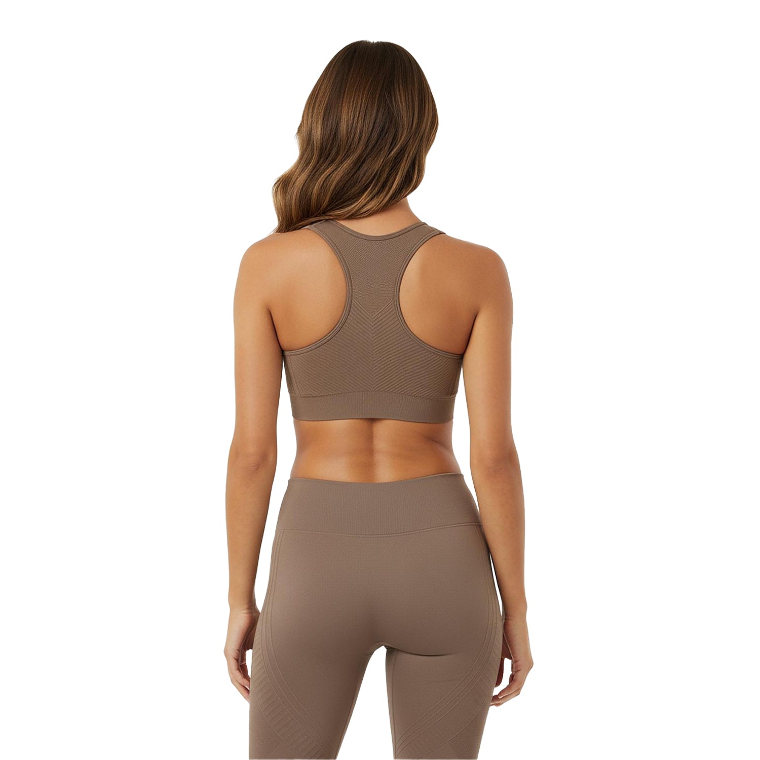 Mocha - Lifestyle - USA Womens-Ladies Ribbed Seamless Sports Bra