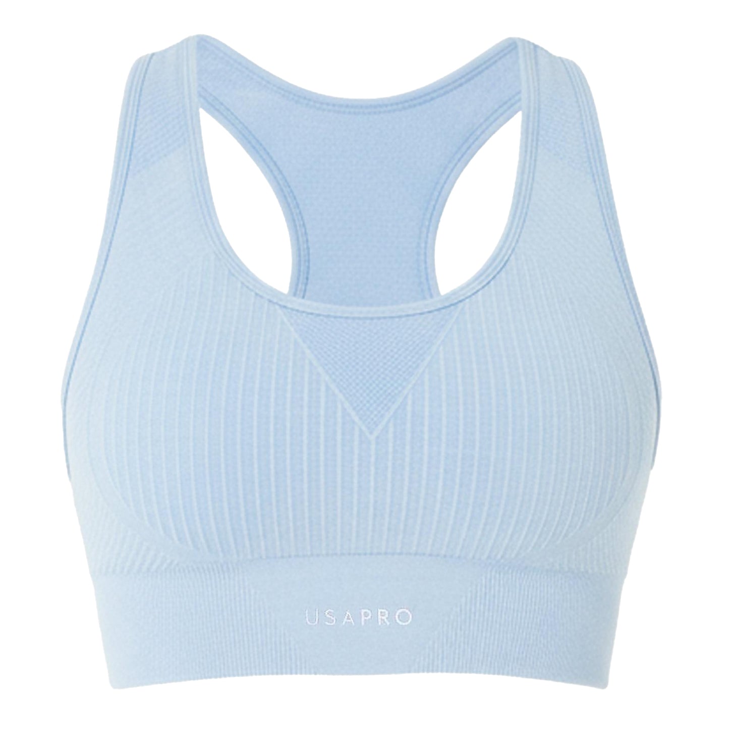 Brunnera Blue - Front - USA Womens-Ladies Ribbed Seamless Sports Bra
