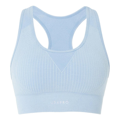 Brunnera Blue - Front - USA Womens-Ladies Ribbed Seamless Sports Bra