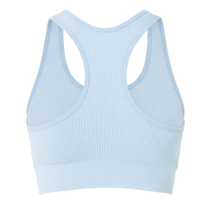 Brunnera Blue - Back - USA Womens-Ladies Ribbed Seamless Sports Bra