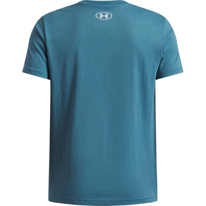 Blue - Side - Under Armour Boys Logo Short-Sleeved T-Shirt