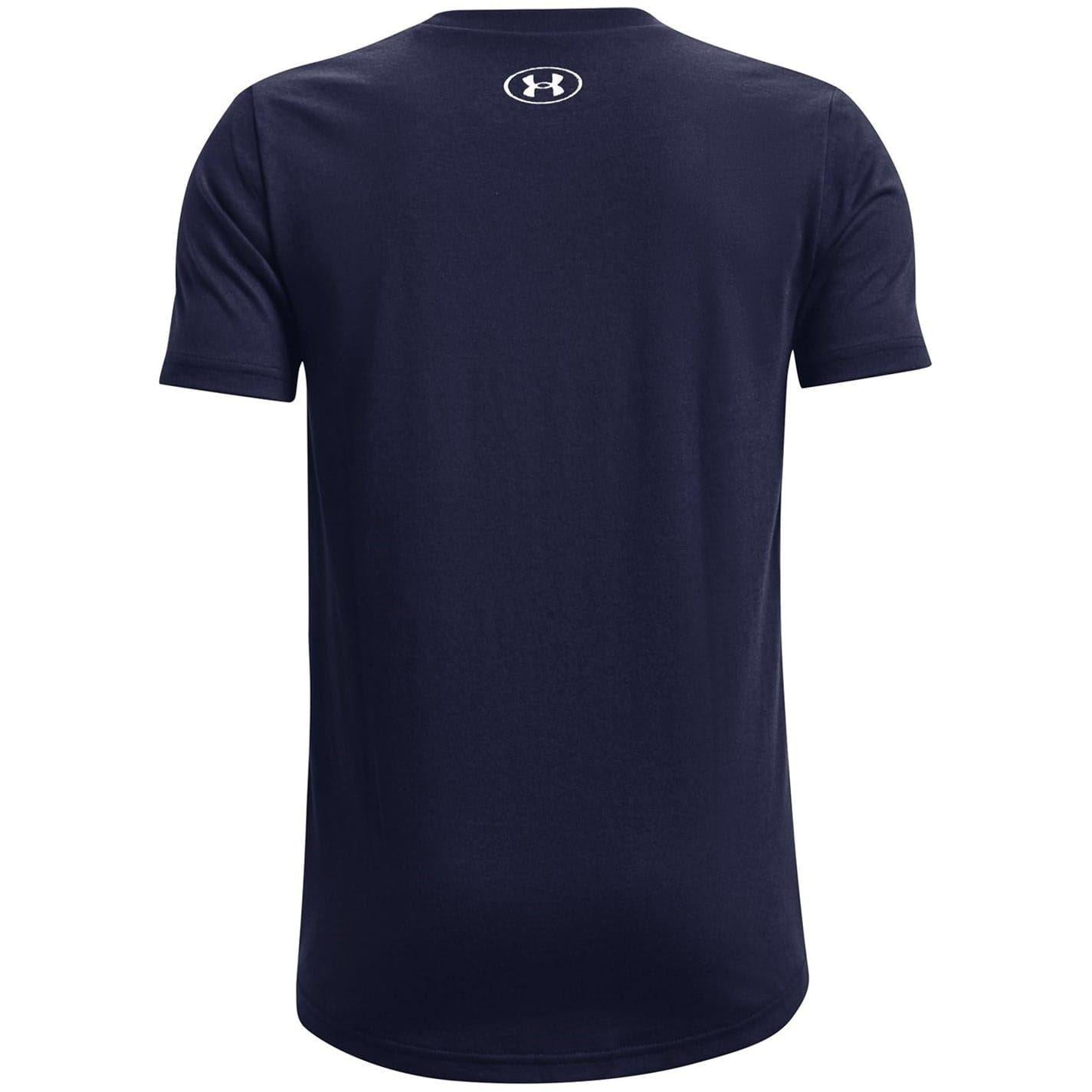 Navy-Grey - Back - Under Armour Boys Logo Short-Sleeved T-Shirt