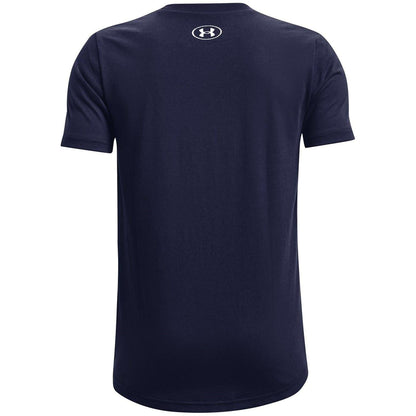 Navy-Grey - Back - Under Armour Boys Logo Short-Sleeved T-Shirt