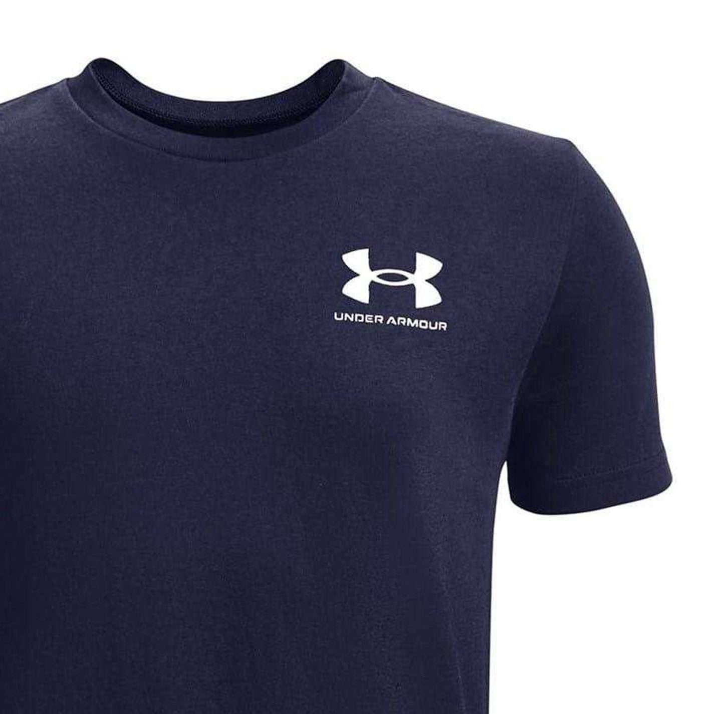 Navy-Grey - Side - Under Armour Boys Logo Short-Sleeved T-Shirt