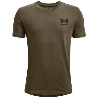 Dark Green - Front - Under Armour Boys Logo Short-Sleeved T-Shirt