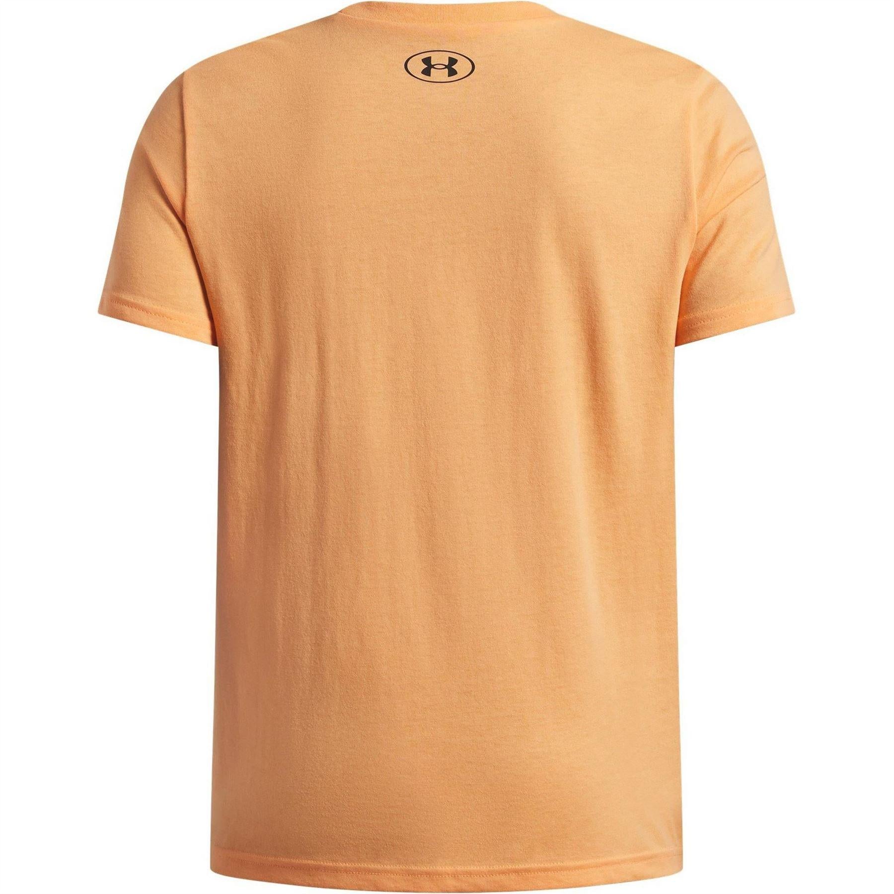 Orange-Black - Back - Under Armour Boys Logo Short-Sleeved T-Shirt
