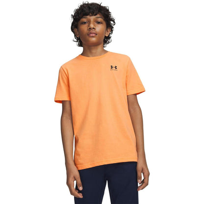 Orange-Black - Side - Under Armour Boys Logo Short-Sleeved T-Shirt