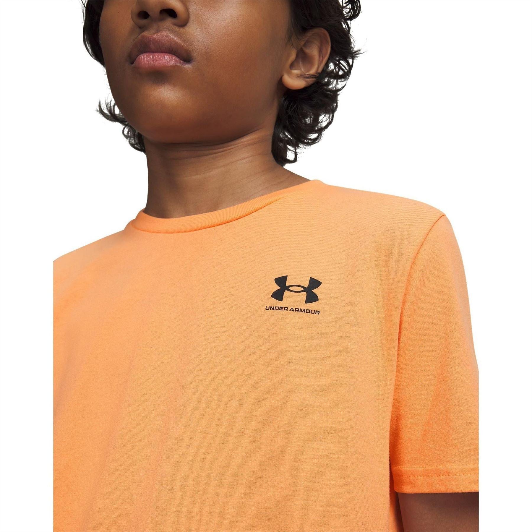 Orange-Black - Pack Shot - Under Armour Boys Logo Short-Sleeved T-Shirt