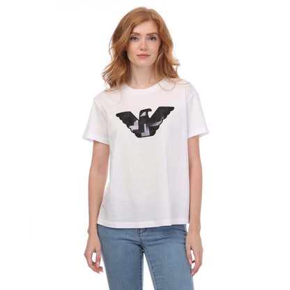 White - Front - Armani Womens-Ladies Regular T-Shirt
