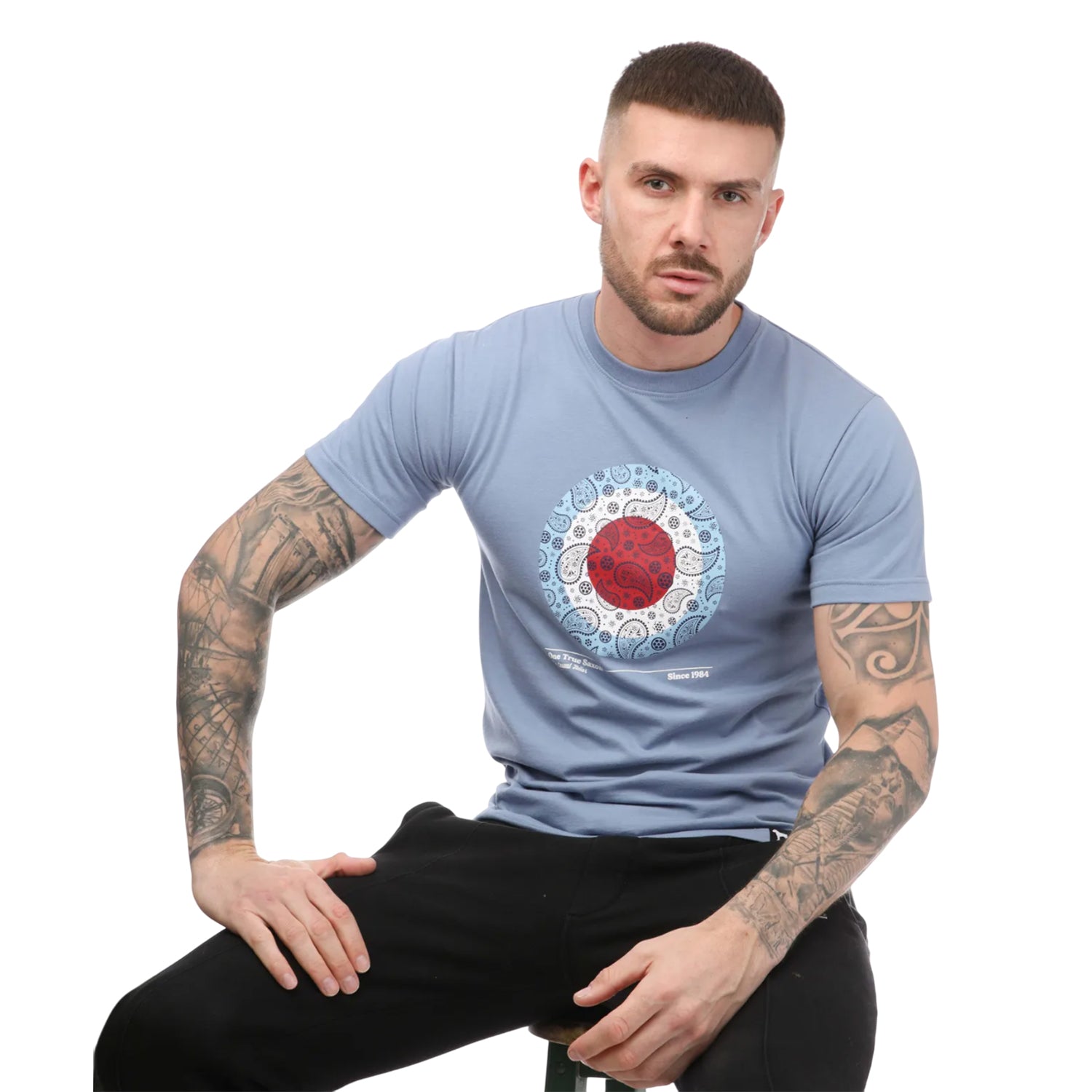 Blue - Lifestyle - One True Saxon Mens Paisley Cotton T-Shirt