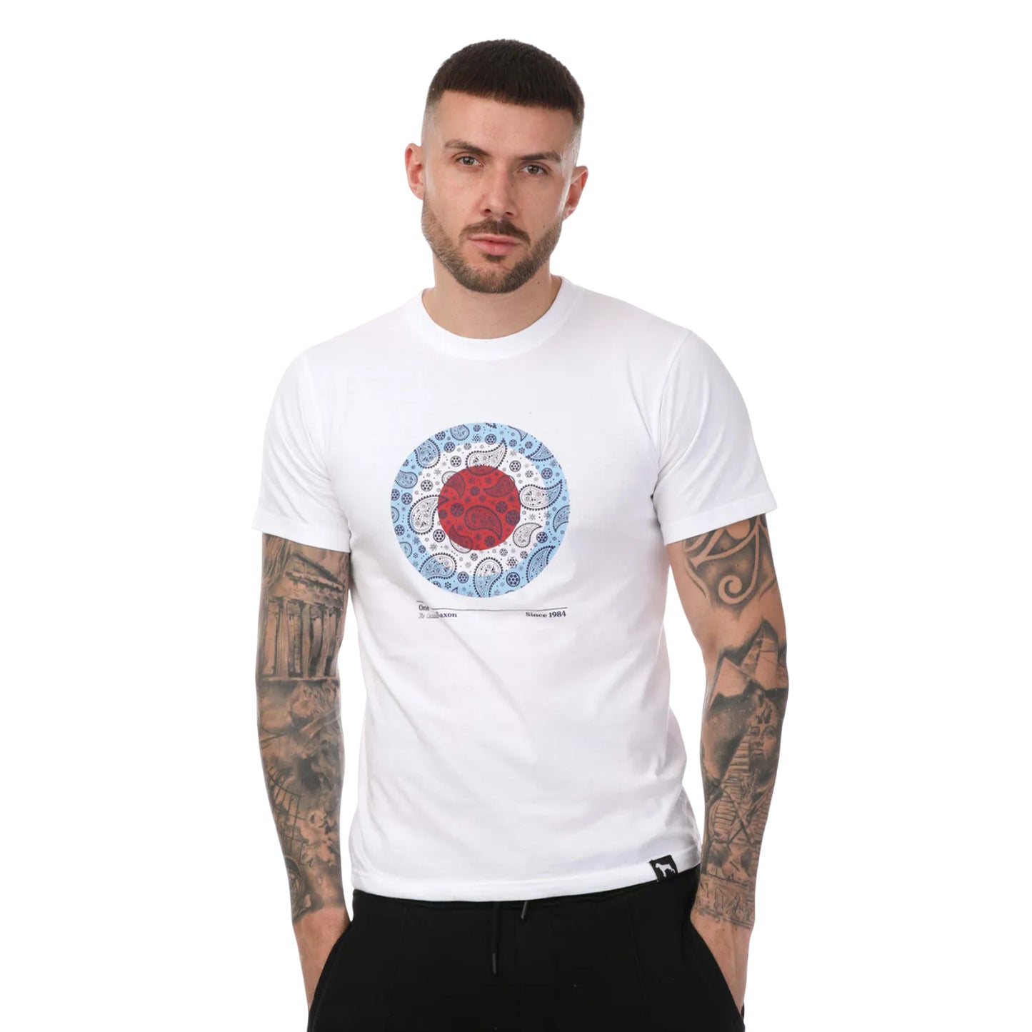 White - Front - One True Saxon Mens Paisley Cotton T-Shirt