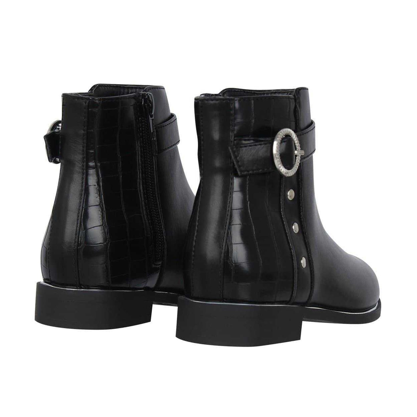 Black - Back - Miso Girls Buckle Ankle Boots