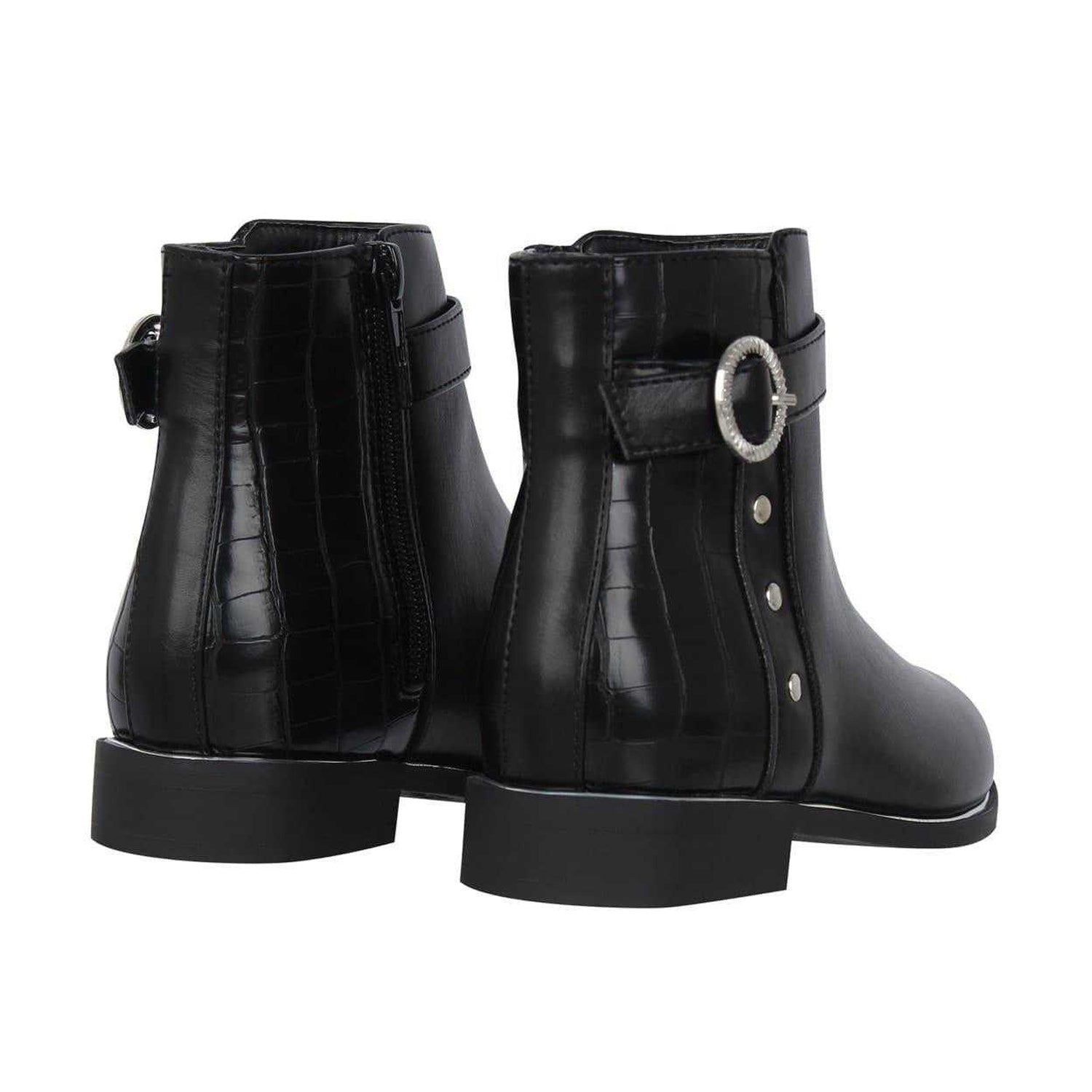 Black - Back - Miso Girls Buckle Ankle Boots