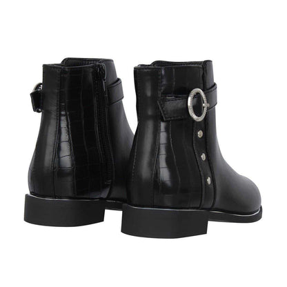 Black - Back - Miso Girls Buckle Ankle Boots