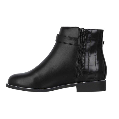 Black - Side - Miso Girls Buckle Ankle Boots