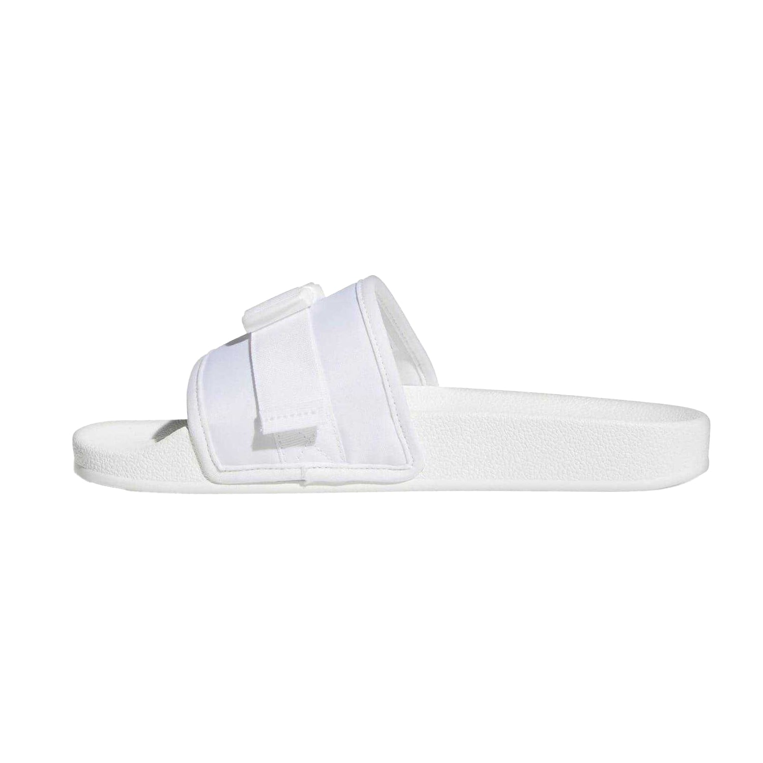 White - Side - Adidas Womens-Ladies Adilette Textile Summer Flat Sliders