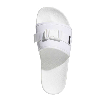 White - Pack Shot - Adidas Womens-Ladies Adilette Textile Summer Flat Sliders