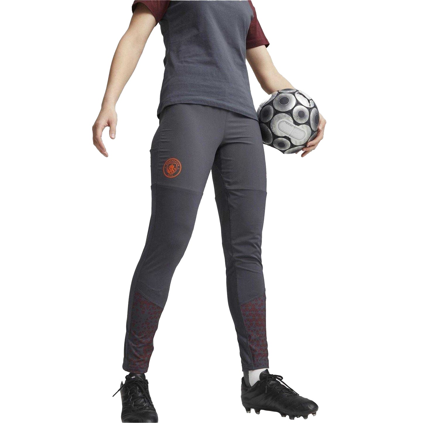Grey - Side - Puma Womens-Ladies Manchester City FC Tapered Jogging Bottoms