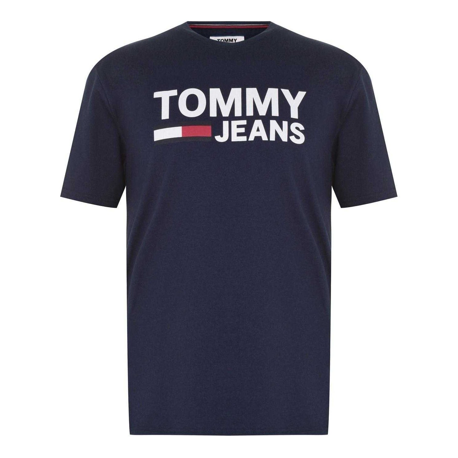 Black Iris - Front - Tommy Jeans Mens Cropped Logo T-Shirt