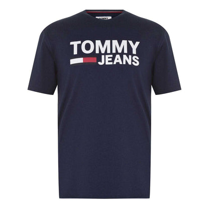 Black Iris - Front - Tommy Jeans Mens Cropped Logo T-Shirt
