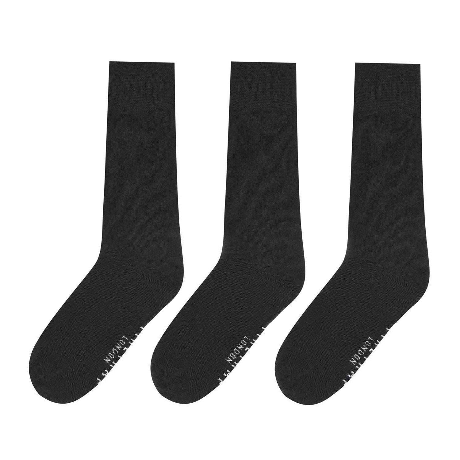 Black - Front - Firetrap Mens Plain Formal Socks (Pack of 3)