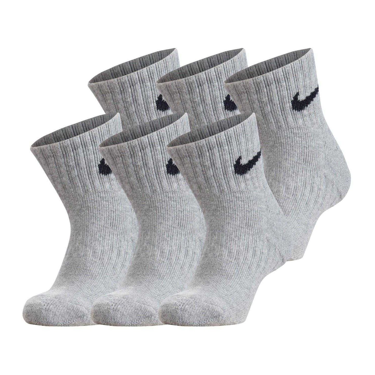 Grey - Front - Nike Childrens-Kids Quarter Socks (Pack of 6)