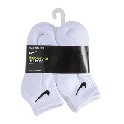 White - Side - Nike Childrens-Kids Quarter Socks (Pack of 6)