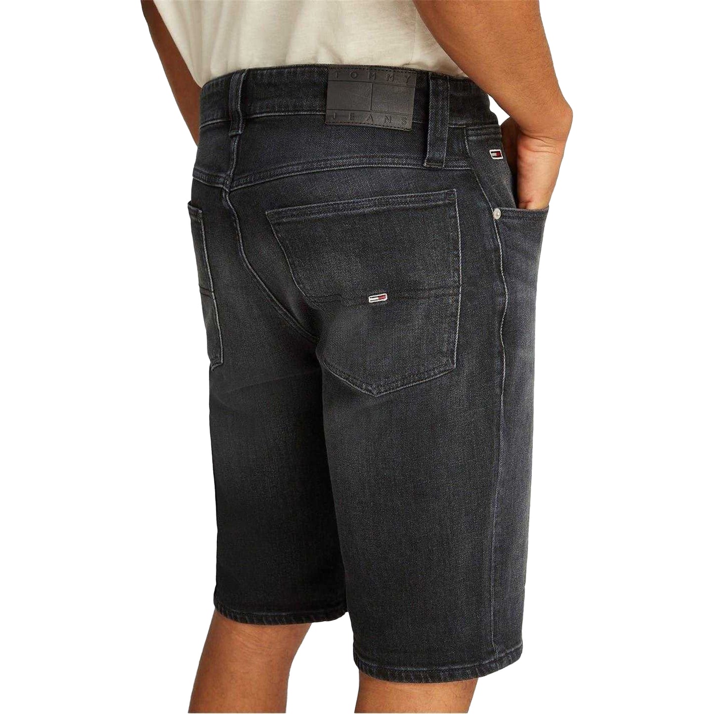 Black Denim - Back - Tommy Jeans Mens Ronnie Denim Shorts
