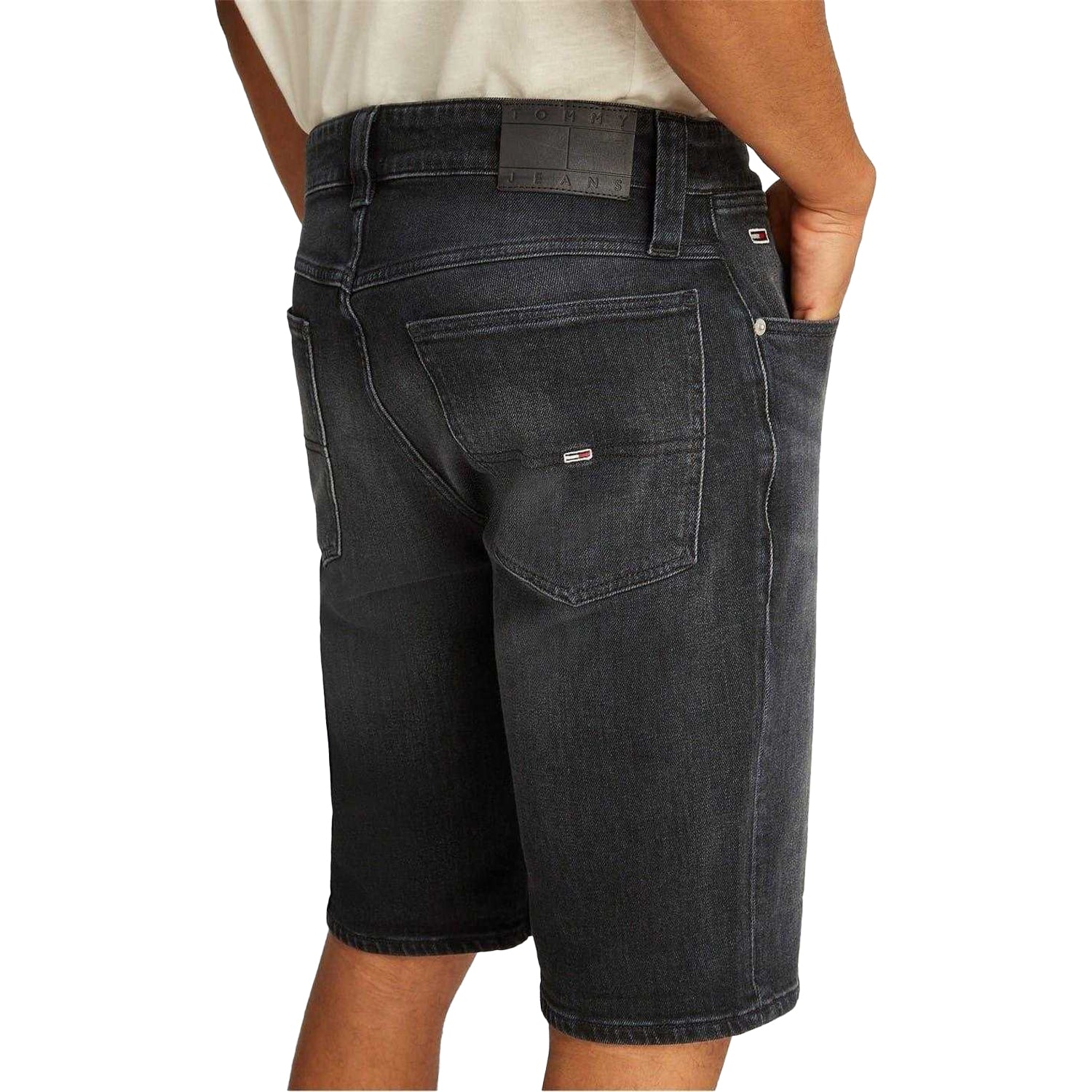 Black Denim - Back - Tommy Jeans Mens Ronnie Denim Shorts
