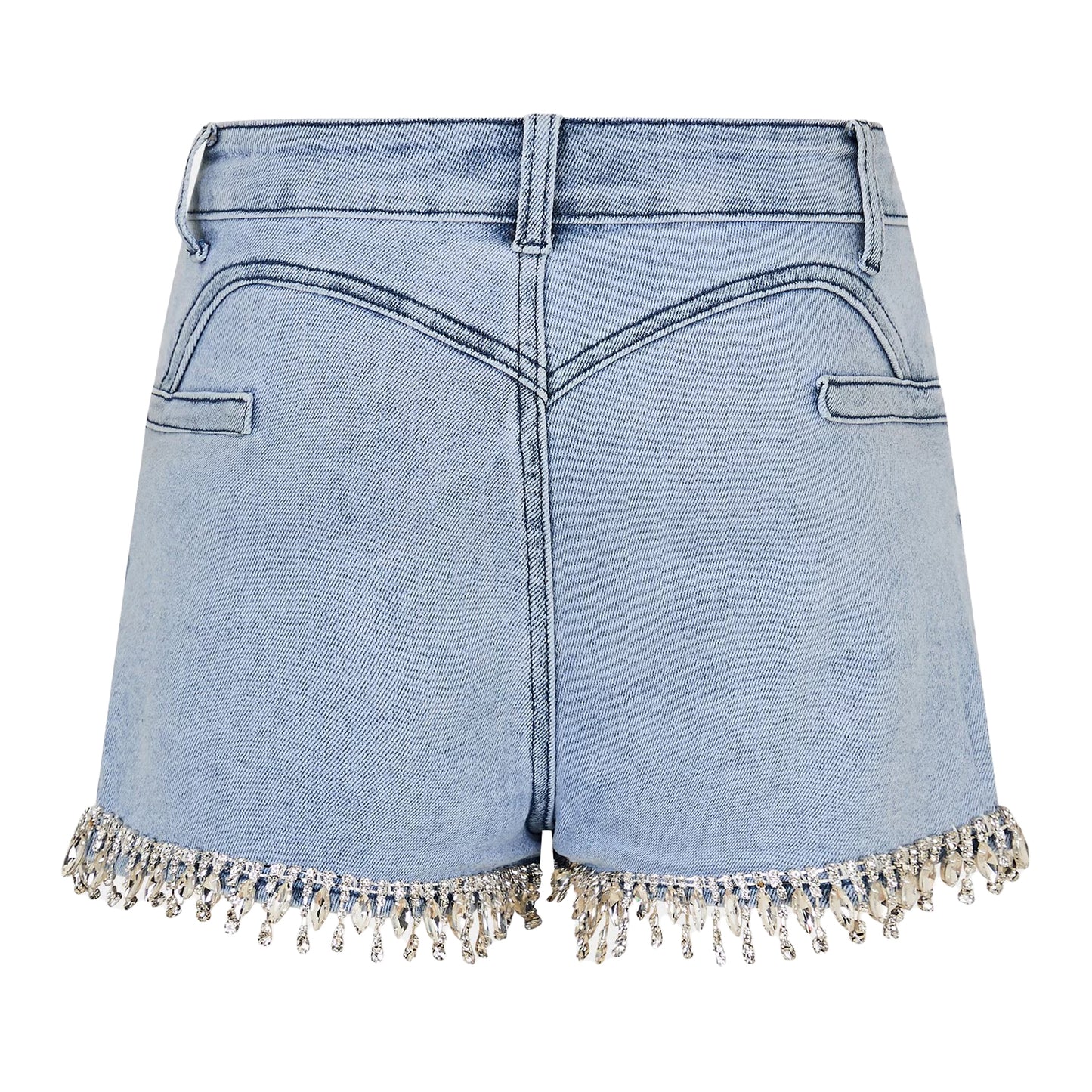Blue - Back - AmyLynn Womens-Ladies Denim Jean Shorts