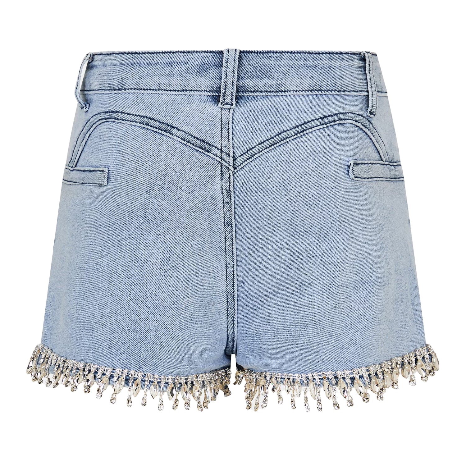 Blue - Back - AmyLynn Womens-Ladies Denim Jean Shorts