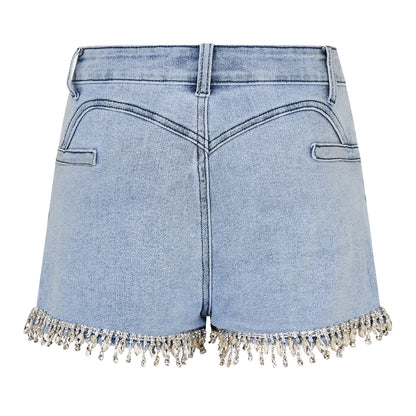 Blue - Back - AmyLynn Womens-Ladies Denim Jean Shorts