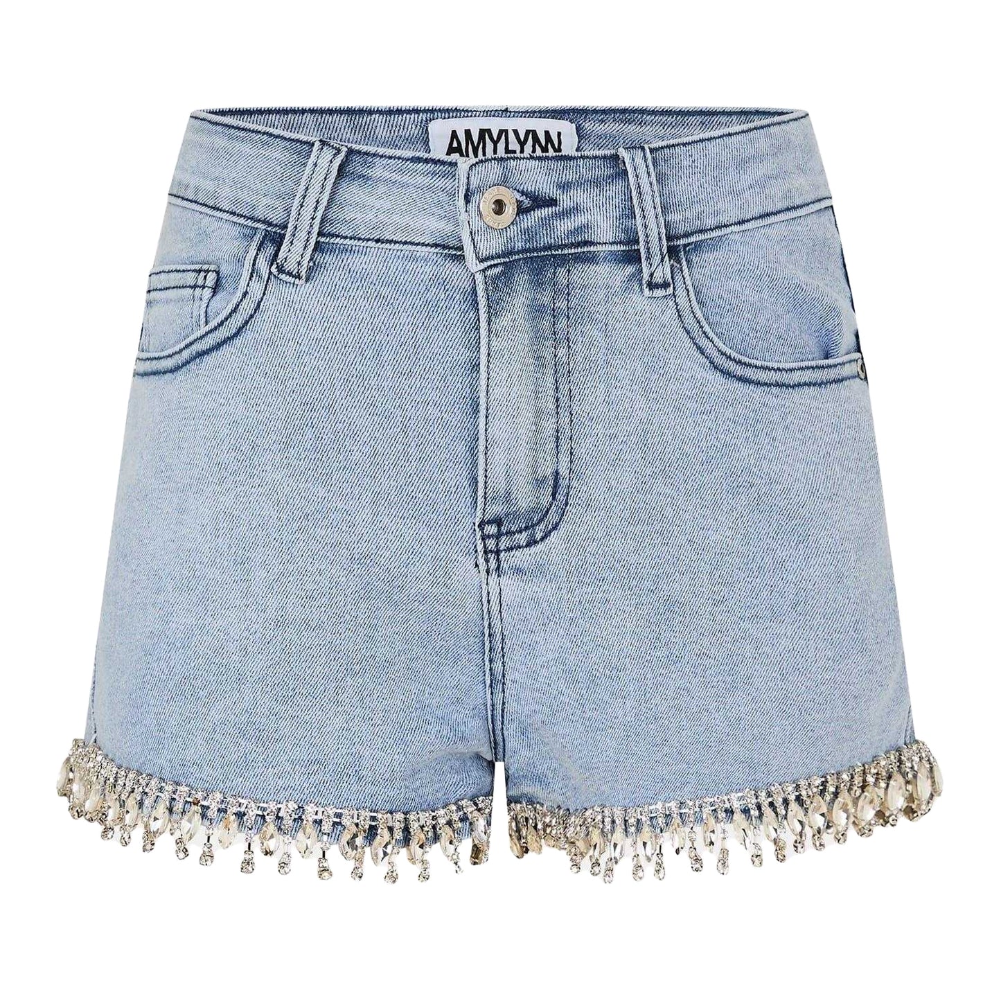 Blue - Front - AmyLynn Womens-Ladies Denim Jean Shorts