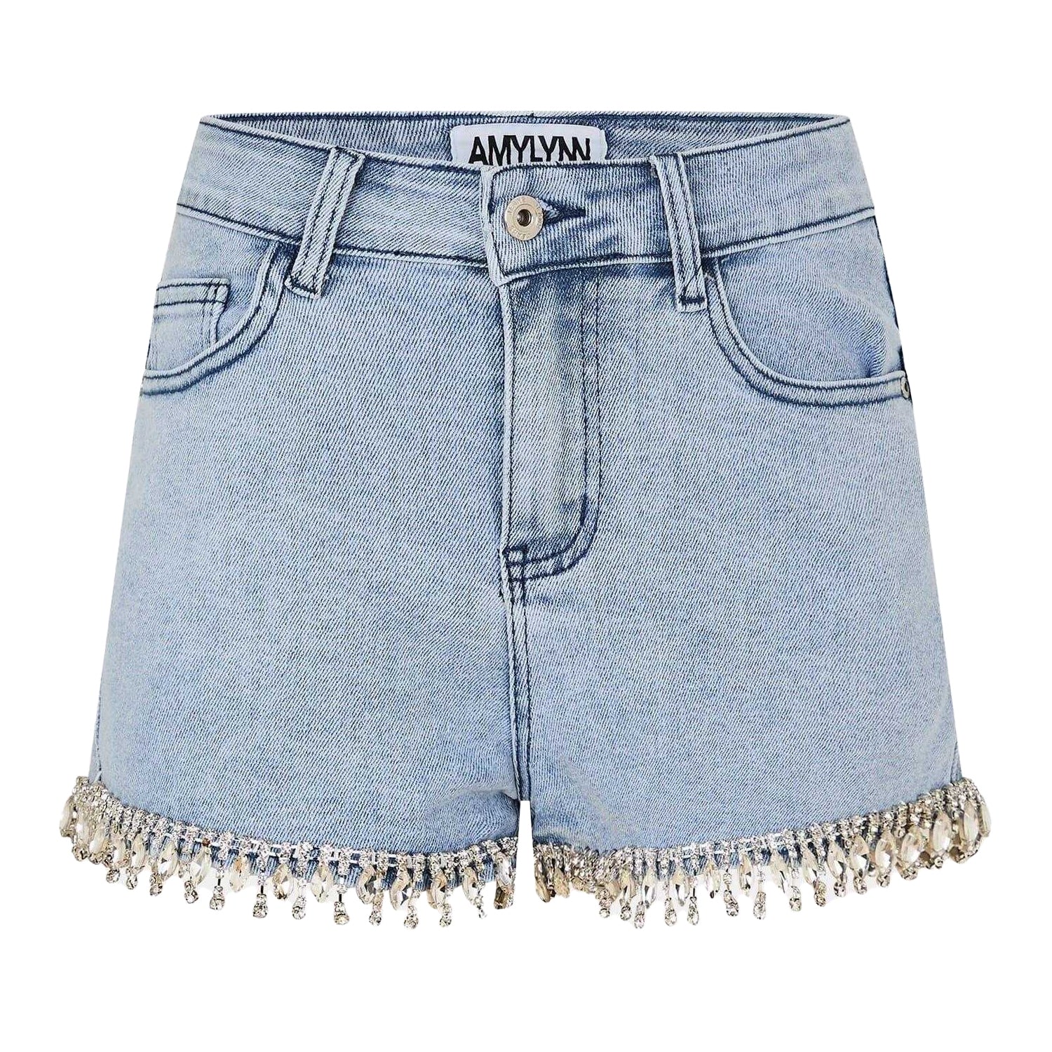 Blue - Front - AmyLynn Womens-Ladies Denim Jean Shorts