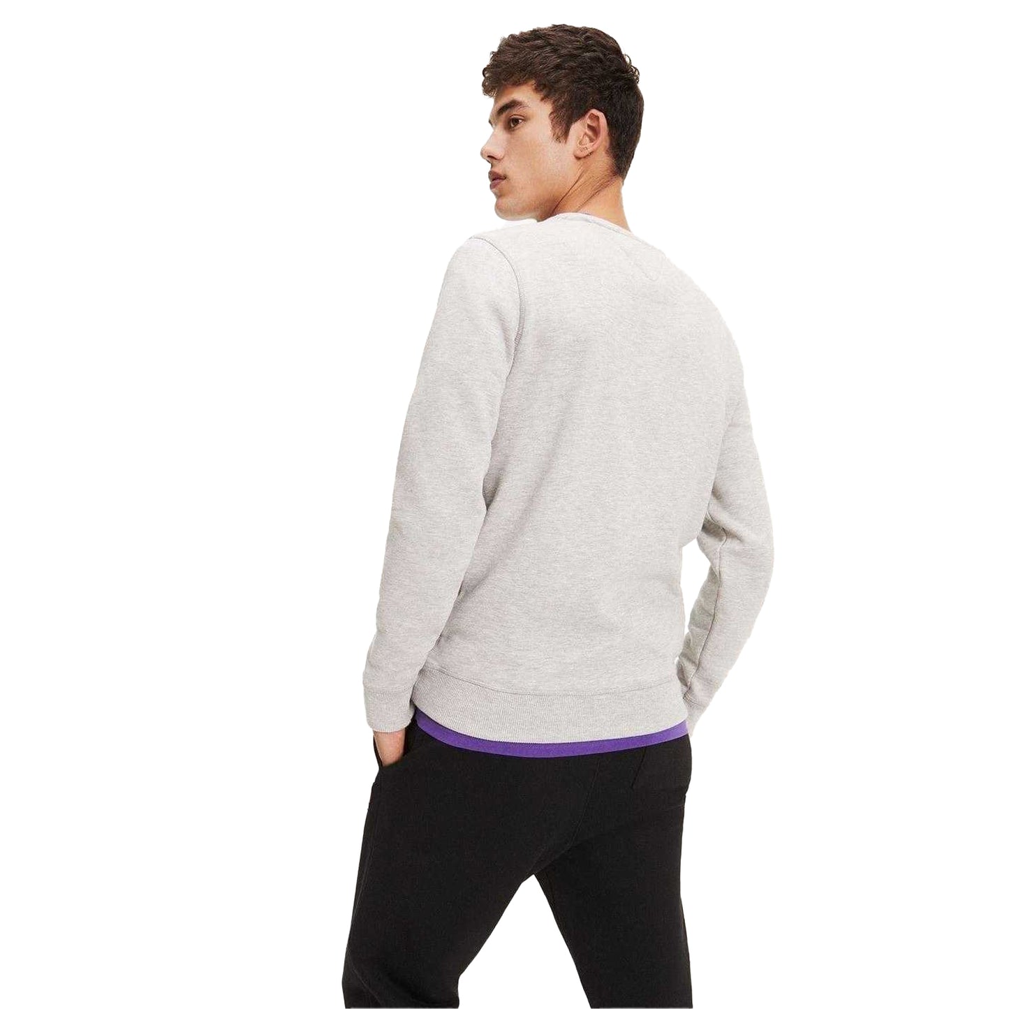 Grey Heather - Back - Tommy Jeans Mens Fleece Lined Sweatshirt