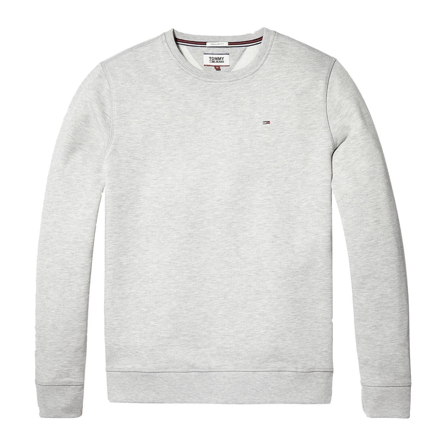 Grey Heather Marl - Front - Tommy Jeans Mens Fleece Lined Sweatshirt