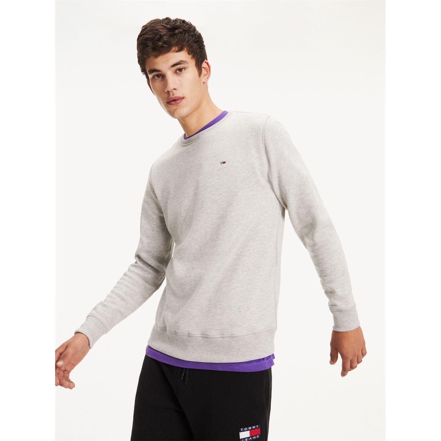 Grey Heather Marl - Back - Tommy Jeans Mens Fleece Lined Sweatshirt