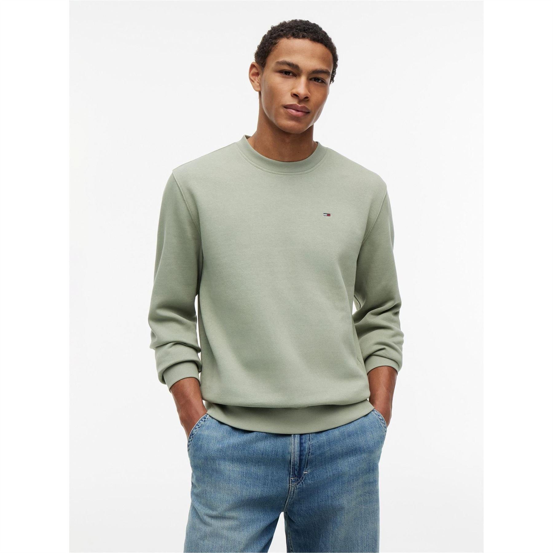 Olive Green - Back - Tommy Jeans Mens Fleece Lined Sweatshirt